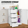 Bath Bathroom Cabinet 4 Drawer Floor Storage Cupboard Wooden Storage Unit White