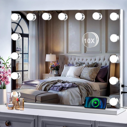 15 LED Hollywood Vanity Makeup Mirror Table Wall Light Mirror 58x45cm Light Up