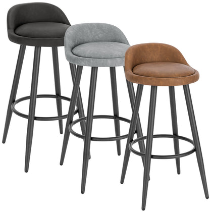 1/2/4/6x Bar Stool Faux Leather Breakfast Kitchen Bar Chair w/ Backrest Footrest