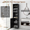 Bathroom Tall Cabinet Slim Freestanding Storage Organizer-Black