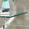 Amara Glass Side Table – Square End Table with Chrome Crossed Legs
