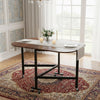 Brown Mobile Arc-edged Drop Leaf Table, Folding Kitchen Dining Table w/ 6 Wheels
