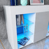 Modern White Sideboard Cabinet High Gloss Wooden Cupboard LED Glass Shelves