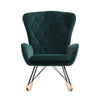 Velvet Fabric Rocking Chair Upholstered High-Back Accent Armchair Lounge Sofa