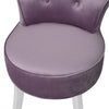 Light Purple Velvet Stool Dressing Table Chair Dining Seat with White Wood Legs