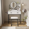 Vanity Dressing Table LED Light Mirror Stool Shelves Drawers Modern White Black