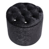 Crushed Velvet Pouffe Footstool Chairs Diamante Dressing Table Foot Stools Black