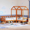 Day Bed Set with Roof Wax Brown 90x200 Solid Wood Pine Z5K8