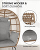 Patio Egg Chair with Ottoman Metal Frame Stand Outdoor Indoor with Cushions