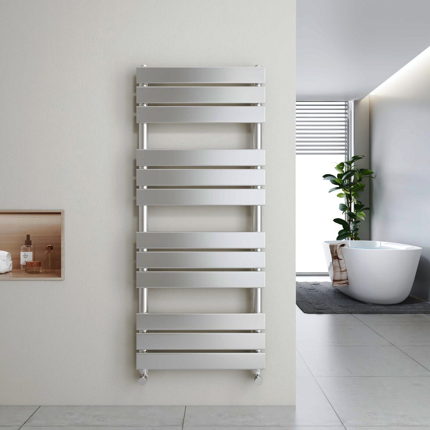 Designer Flat Panel Heated Bathroom Towel Rail Radiator Warmer Heating Chrome