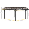 5x3m Garden Aluminium Pergola Gazebo Carport with Polycarbonate Roof