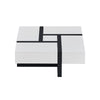 4 Drawers Coffee Table Storage Square Living Room Lounge MDF 90*90CM Black+White