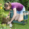 2-in-1 Garden Kneeler Seat EVA Pad Bench Foldable Garden Tool w/2 Tool Pouches