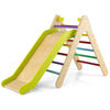 2-in-1 Triangle Climbing Set Kids indoor Wooden Triangle Climber Toy w/ slide