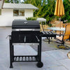 Outdoor Charcoal BBQ Grill with Wheels, Thermometer & Side Racks – 113cm