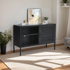 Industrial Styl TV Stand Cabinet w/ Storage Grille Door Metal Media Unit Console