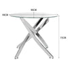 4-6 Seaters Glass Round Dining Table Chrome Cross Legs Dining Room Kitchen Home