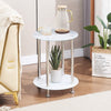 2 Tier Round White Marble Tempered Glass Side End Bedside Table Stainless Steel