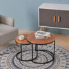 Nest of 2/3 Coffee Tables Nesting Round Table Retro/White Marble Effect Wood Set