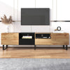 Modern TV Stand with 2 Doors & 2 Drawers - Black & Wood Media Unit, 190x38x48cm