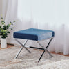 Square Fabric Stool Footstool Pouffe Seat Sofa Side Chair with Chrome Legs Stand