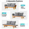 Acacia Wood Garden Sofa Bed Folding Daybed Collapsible Chaise Lounge w/ Cushion