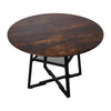 Rustic Brown 120cm Round Wooden Dining Table Steel Frame with Storage Shelf