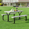 3 Piece Picnic Table Bench Set Outdoor Camping Picnic Tables Grey