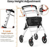 ightweight Foldable Rolling Walker for Seniors with Storage Basket-White
