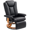 360° Swivel Recliner Chair with Footrest, PU Manual Reclining Armchair, Black