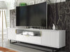 200cm Loft Retro Milled Fronts TV Unit Stand | White Matt Body | Vintage Cabinet