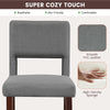 2 Pcs Linen Counter Height Bar Stool Chair Set w/ Hollowed Back Rubber Wood Legs