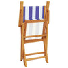 Folding Garden Chairs 8 pcs Blue and White Fabric and Solid Wood U1Z7