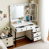 Dressing Table Set with 3 Colours LED Lights Mirror Vanity Makeup Desk 5 Drawer