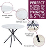 Round Dining Table, Small White Marble Effect Top Kitchen Table with Metal Legs