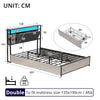4ft6 Double Bed Metal Bed Frame with Drawers Storage Headboard and LED Lighting