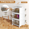 3-Tier Stackable Storage Bins Storage Organizer with Wheels-White