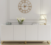 Modern Sideboard I 200cm I White I Fluted Fronts I Gold Legs I Storage Cabinet