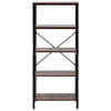 5 Tier Industrial Bookcase Shelves Wood & Metal Ladder Metal Pipe Bookshelf Unit