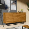 140cm Sideboard Oak Matt | Modern Storage Cabinet | Push to Open | Metal Legs