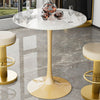 FATIVO 100cm Tall Marble Tulip Dining Table Round Bar Coffee Table Casual Studio