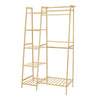 Strong Bamboo Clothes Rail Garment Rack Hanging Stand Storage Shelf Tidy Closet