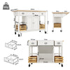 ROLLING KITCHEN ISLAND STORAGE TROLLEY CABINET WITH LARGE WOOD TOP, 3 DRAWERS