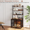 Indoor Pet Furniture Dog House Dog Crate Furniture w/Storage Shelves-Coffee