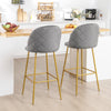 2Pcs Bar Stool Upholstered Pub Chairs Counter Height Stools w/ Footrests Grey