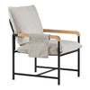 Beige Accent Chair with Metal Frame Wide Seat Corduroy Armchair for Living Room