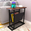 Slim Narrow Side Table with Fabric Storage Organizer - Small Sofa End Table, Bed