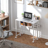80 cm Foldable Computer Desk on Wheels for Small Spaces White