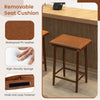 69CM Dining Bar Stool Set of 2 Counter Height Stool Chairs w/ Removable Cushion