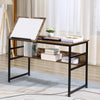 Tiltable Drafting Table Home Office Computer Desk w/ Shelf, Rustic Brown